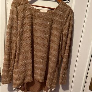 Entro Tan Crew Neck Sweater with Relaxed Fit